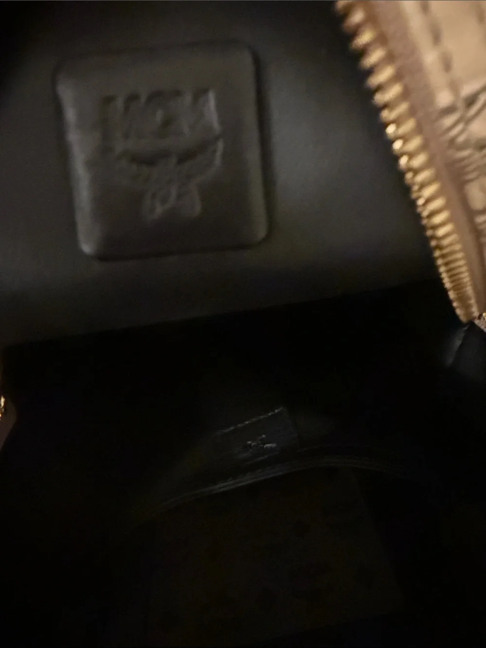 MCM Beige Logo Canvas Mini Backpack with Gold Plaque